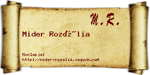 Mider Rozália névjegykártya